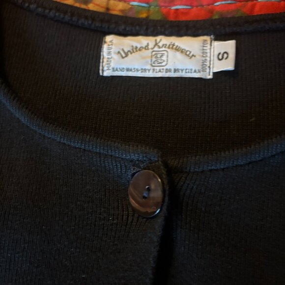 Long Black United Knitwear Cardigan Sweater size Small - Picture 6 of 7